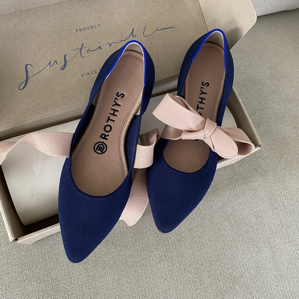 Rothy’s sapphire lace up Mary Janes